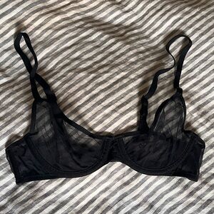 SKIMS Ultra Fine Sheer Mesh Underwire Scoop Demi Bra Black 34A